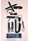 Fantezi Kırbaç Kelepçe Set 7li Takım, El-ayak Kelepçesi, Maske - Brf1310