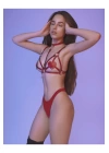 Fantezi Kırmızı Harness Sütyen Kumaş Külot Takımı