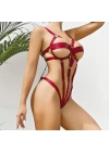 Fantezi Lastik Body Harness Bordo