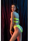 Fantezi Lastik Şerit Sütyen Külot Takım Neon Sarı (mgp6641)