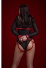Fantezi Sütyen Külot Kelepçeli Kırmızı Harness Set