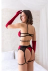 Fantezi Sütyen, String, Jartiyer Ve Eldiven Takım Bordo (mgp6672)
