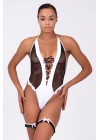 File Ve Dantelden İmal Edlimiş Önü Kurdelalı Şık Fantezi Babydoll 51194