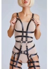 Full Body Vücudu Saran Fantezi Deri Harness - Brf502