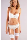 Golshan Gala Lace Garter Belt, Kadın Dantelli Ekru Jartiyer
