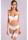 Golshan Gala Lace Garter Belt, Kadın Dantelli Ekru Jartiyer
