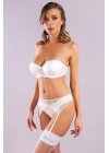 Golshan Gala Lace Garter Belt, Kadın Dantelli Ekru Jartiyer