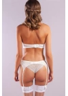 Golshan Gala Lace Garter Belt, Kadın Dantelli Ekru Jartiyer
