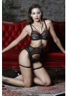 Golshan Grace Garter Lace Belt , Kadın Siyah Çiçekli Güpür Şık Jartiyer