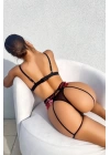 Gül Desenli Fantezi Sütyen Külot Takım
