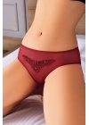 Güpürlü Taşlı Bordo Tül Fantezi Külot