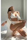 Kadın Beyaz Yüksek Bel Dolgusuz Slip Takım