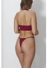 Kadın Bordo Ayarlanabilir Tanga Külotlu Büstiyer Takım