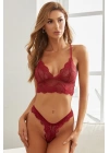 Kadın Bordo Çapraz Sırt Detaylı Şık Bralet Takım