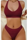 Kadın Bordo Seamless Tanga Sütyen Takım