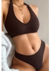 Kadın Kahverengi Seamless Tanga Sütyen Takım
