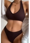 Kadın Kahverengi Seamless Tanga Sütyen Takım