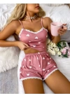Kadın Pembe Askılı Şortlu Pijama Takım 6653