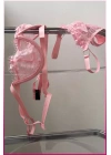 Kadın Pembe Dantelli Balenli  Sütyen Külot Takım