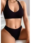 Kadın Siyah Seamless Tanga Sütyen Takım