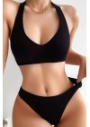 Kadın Siyah Seamless Tanga Sütyen Takım