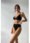 Kadın Siyah Yüksek Bel Dolgusuz Slip Takım