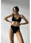 Kadın Siyah Yüksek Bel Dolgusuz Slip Takım