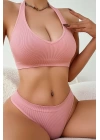 Kadın Somon Seamless Tanga Sütyen Takım