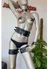 Kilit Detaylı Kışkırtıcı Deri Harness Takım - Brf483