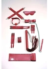 Kırbaç Kelepçe Set, 7li Takım, Ayak - El Kelepçesi, Maske, Ağız Topu - Brf1311