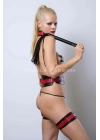 Kırbaçlı, Kelepçeli Full Set, Deri Fantezi Slave Set - Brf1342
