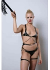 Kırbaçlı Ve Kanca Detaylı Şık Göğüs Ve Bacak Harness Takım - Brf1351