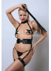 Kırbaçlı Ve Kelepçeli Slave Harness Takım, Deri Fantezi İç Giyim - Brf1362