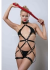 Kırmızı Kırbaçlı Deri Harness, Full Body Deri Harness, Erotik Deri İç Giyim - Brf1348