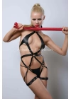 Kırmızı Kırbaçlı Deri Harness, Full Body Deri Harness, Erotik Deri İç Giyim - Brf1348