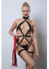 Kırmızı Kırbaçlı Deri Harness, Full Body Deri Harness, Erotik Deri İç Giyim - Brf1348