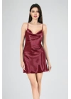 Kısa Gecelik Degaje Bordo 7740