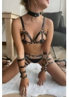 Kol Ve Bacak Deri Detaylı Full Harness Takım
