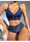 Lacivert Dantelli Fantezi Bralet Sütyen Takımı