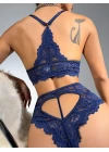 Lacivert Dantelli Fantezi Bralet Sütyen Takımı