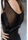 Perçin Detaytlı Şık Kemer Ve Harness Takım - Brf1303