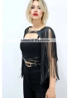 Püskül Detaylı Deri Göğüs Harness, Deri Harness Püsküllü Ceket - Brf999