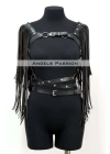 Püskül Detaylı Deri Göğüs Harness, Deri Harness Püsküllü Ceket - Brf999