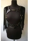 Püsküllü Deri Ceket Harness, Şık Deri Harness Ceket - Brf999