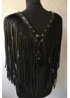 Püsküllü Deri Ceket Harness, Şık Deri Harness Ceket - Brf999
