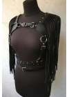 Püsküllü Deri Ceket Harness, Şık Deri Harness Ceket - Brf999