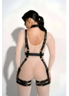 Şık Deri Body Harness, Tasma Ve Kemer Detaylı Harness  - Brf1301