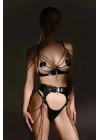 Şık Deri Zincirli Göğüs Ve Bel Harness Takım - Brf1242