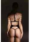 Şık Deri Zincirli Göğüs Ve Bel Harness Takım - Brf1242