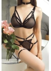 Siyah Boyunluklu Fantezi Harness Takım